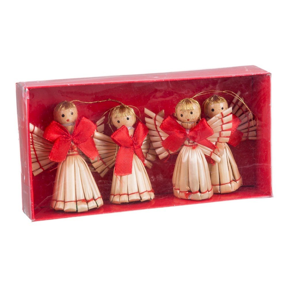 Szalma karácsonyfadísz készlet 4 db-os 13