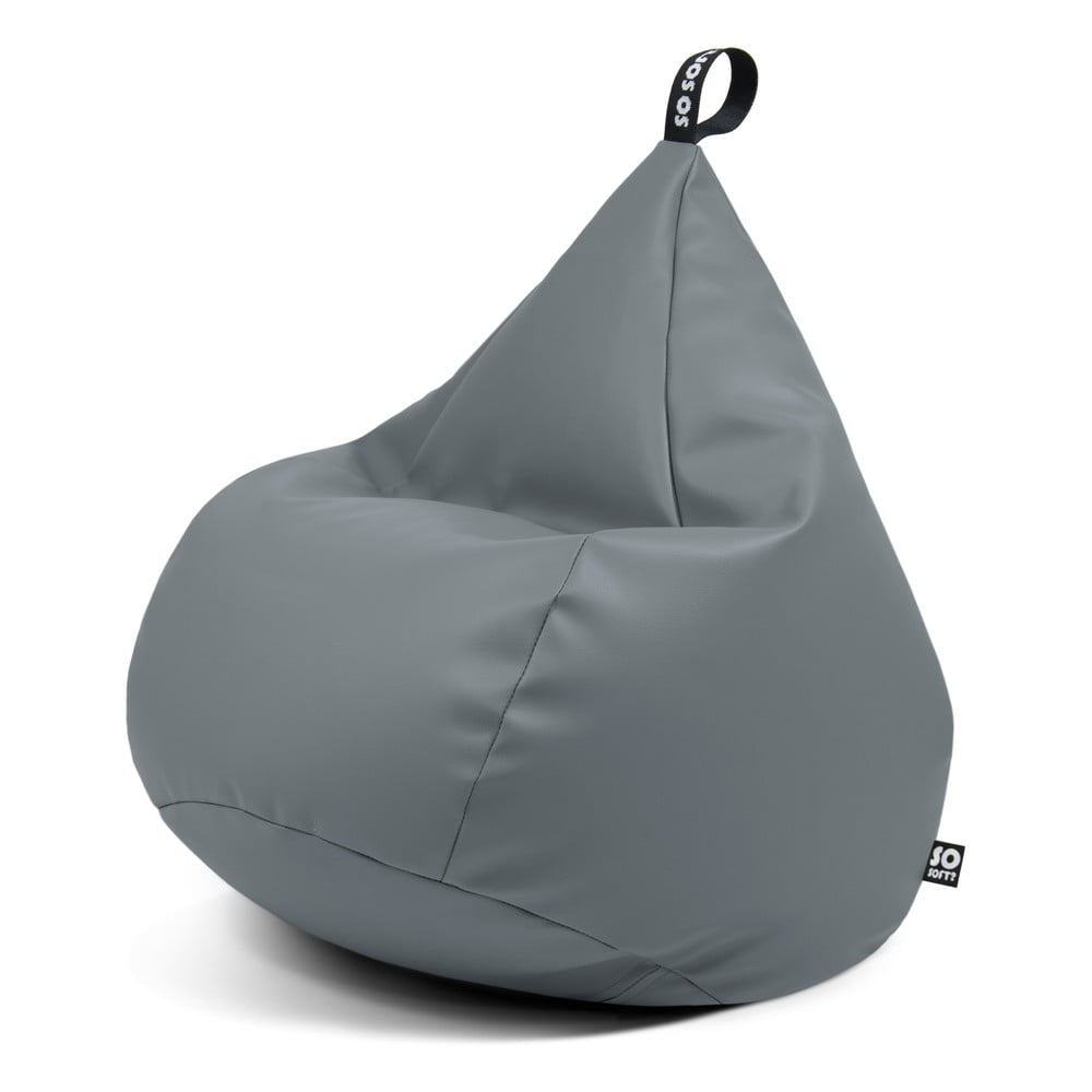 Szürke bőrutánzat babzsákfotel Drop L – So Soft?