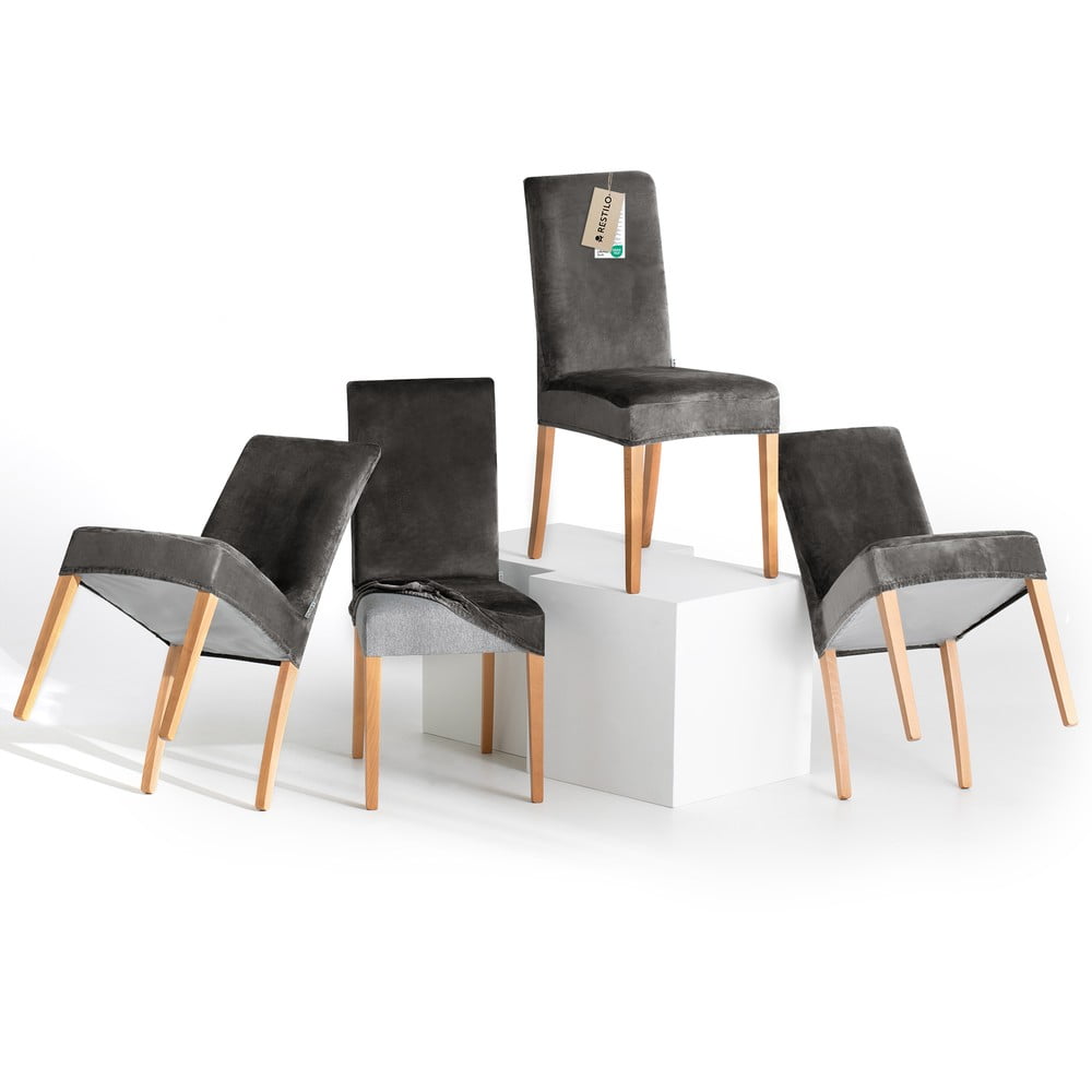 Szürke gumis szék huzat szett 4 db-os 48 cm Sento – Restilo