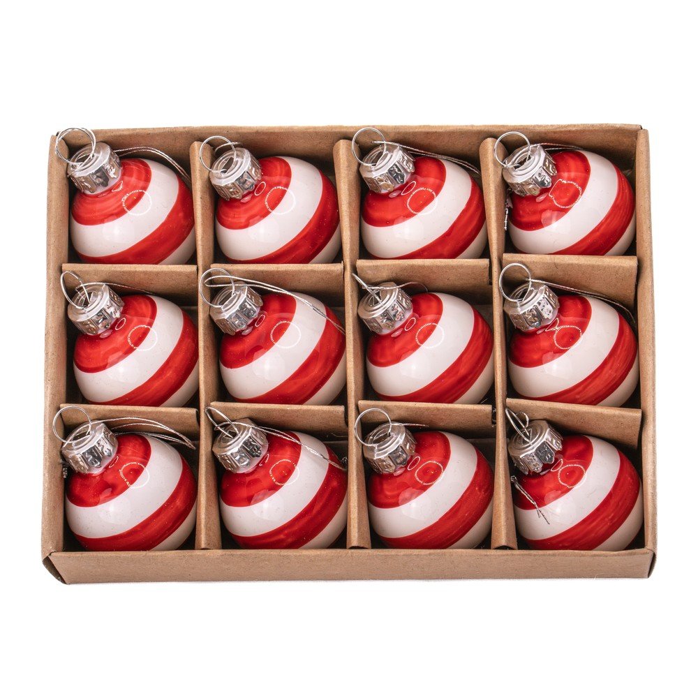 Üveg kézzel készített karácsonyfadísz készlet 12 db-os ø 3 cm Mini Bauble – Sass & Belle