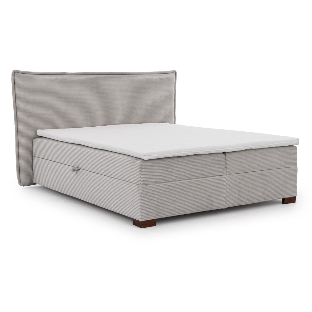 Világosszürke ágyneműtartós boxspring ágy 140x200 cm Lysa – Ropez