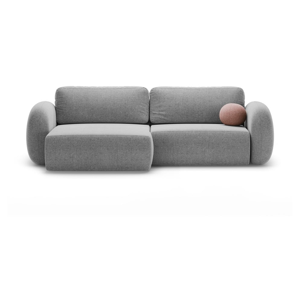 Világosszürke zsenília kinyitható-tárolóhelyes sarokkanapé Tonale – Cosmopolitan Design