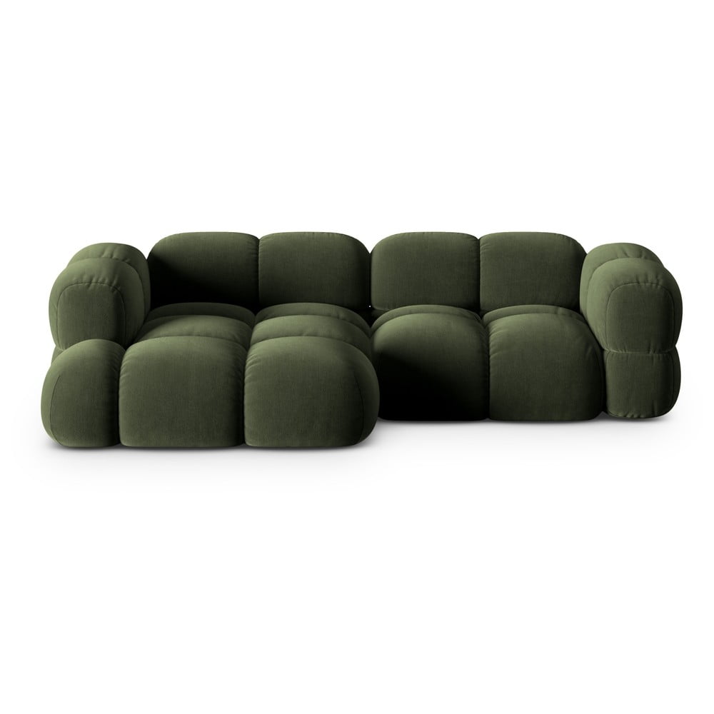 Zöld bársony sarokkanapé (bal oldali-heverő résszel) Loretto – Cosmopolitan Design