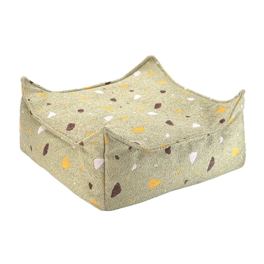 Zöld buklé-zsenília gyerek babzsákfotel Terrazzo Square – Wigiwama