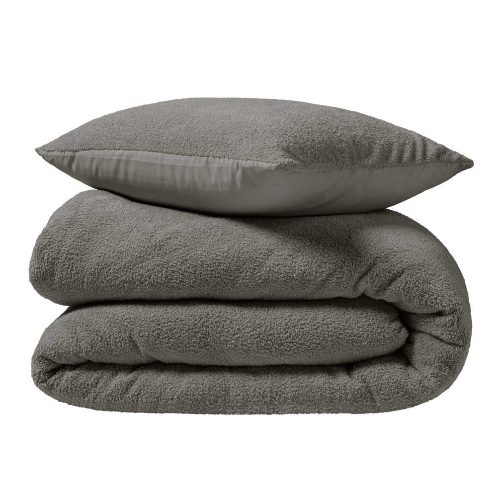 Antracitszürke kétszemélyes-hosszabbított mikroplüss ágyneműhuzat 240x220 cm Helena – douceur d'intérieur