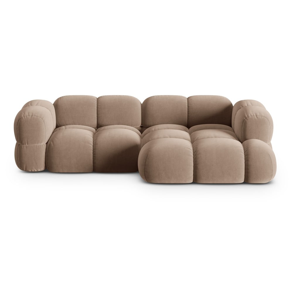 Barna bársony sarokkanapé (jobb oldali-heverő résszel) Loretto – Cosmopolitan Design