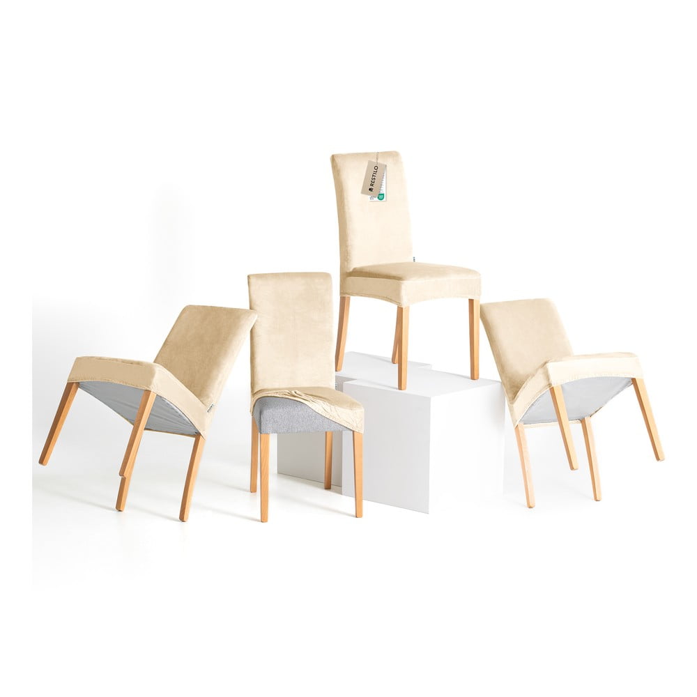 Bézs gumis szék huzat szett 4 db-os 48 cm Sento – Restilo