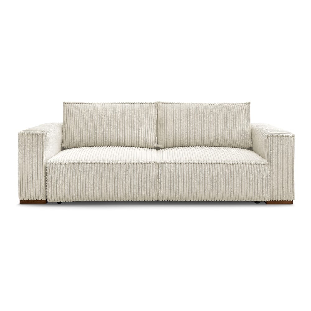 Bézs kordbársony kinyitható-tárolóhelyes kanapé 244 cm Chelsea – Bobochic Paris