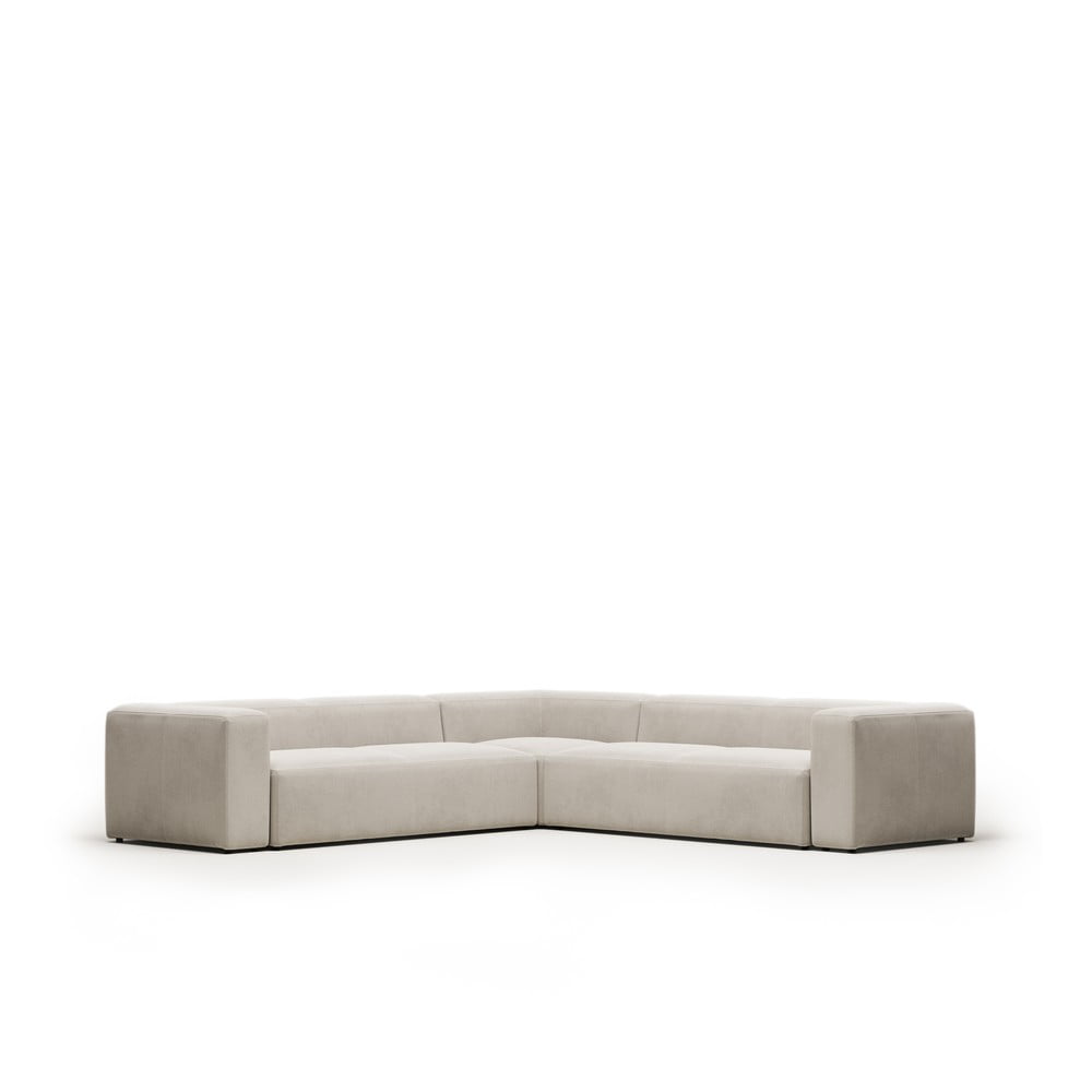 Bézs zsenília sarokkanapé Blok – Kave Home