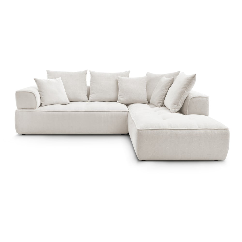 Bézs zsenília sarokkanapé (jobb oldali-L alakú) Whesley – Bobochic Paris