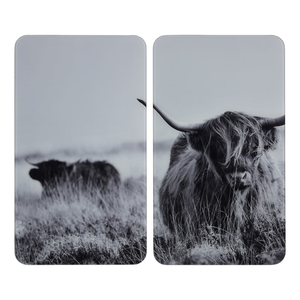 Edzett üveg tűzhely fedőlap szett 2 db-os 30x52 cm Universal Highland Cattle – Wenko