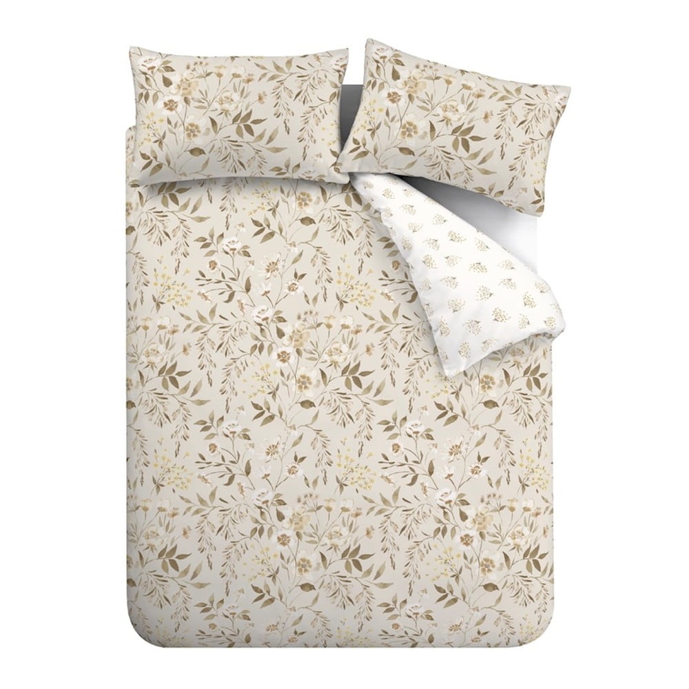 Fehér-bézs egyszemélyes ágyneműhuzat 135x200 cm Isadora Floral – Catherine Lansfield