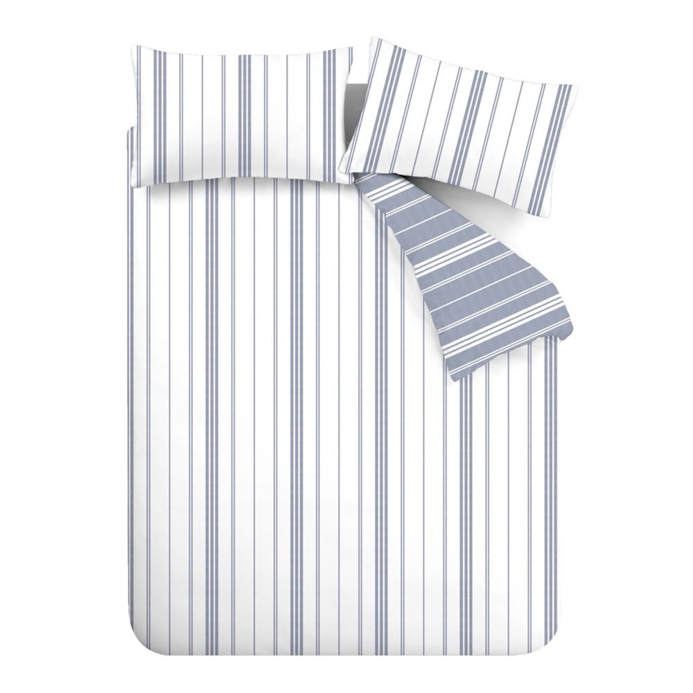 Fehér-kék egyszemélyes ágyneműhuzat 135x200 cm Harbour Stripe – Catherine Lansfield