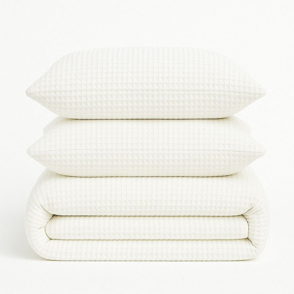 Fehér kétszemélyes-hosszabbított renforcé pamut ágyneműhuzat 240x220 cm Waffle Striped – Mila Home Luxury