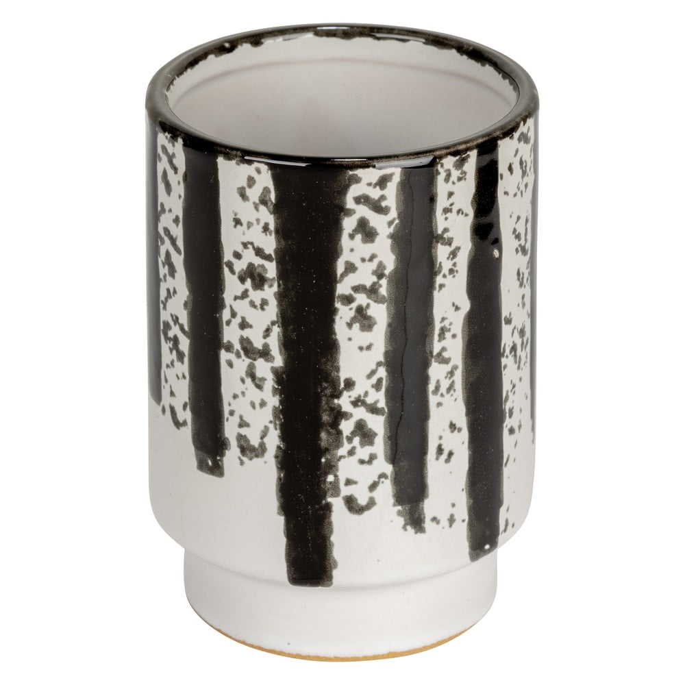 Fekete-fehér kerámia fogkefetartó pohár Subiza – Wenko