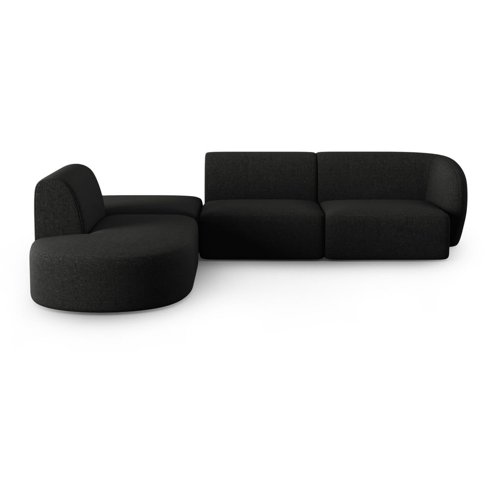 Fekete zsenília sarokkanapé (bal oldali-L alakú) Paolo – Milo Casa