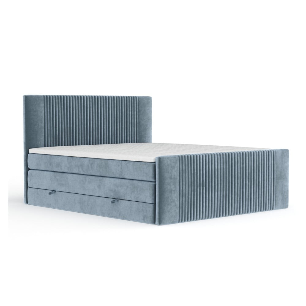 Kék ágyneműtartós boxspring ágy 160x200 cm Bergamo – Maison de Rêve