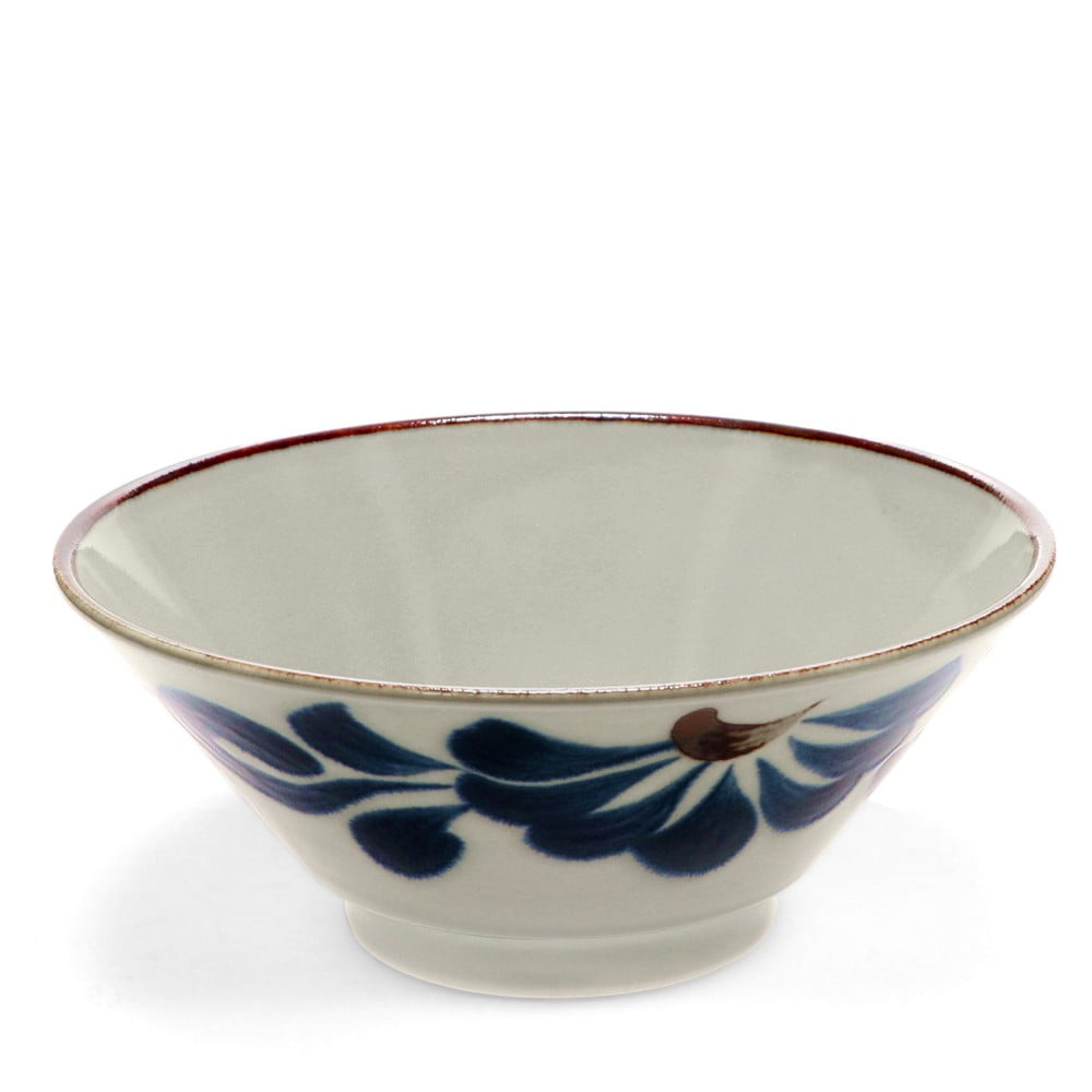 Kék-bézs porcelán tálka ramenhez 900 ml Flower – Rex London