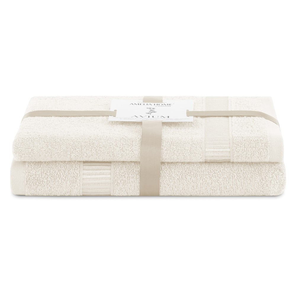 Krémszínű frottír pamut törölköző és fürdőlepedő készlet 2 db-os Avium – Restilo