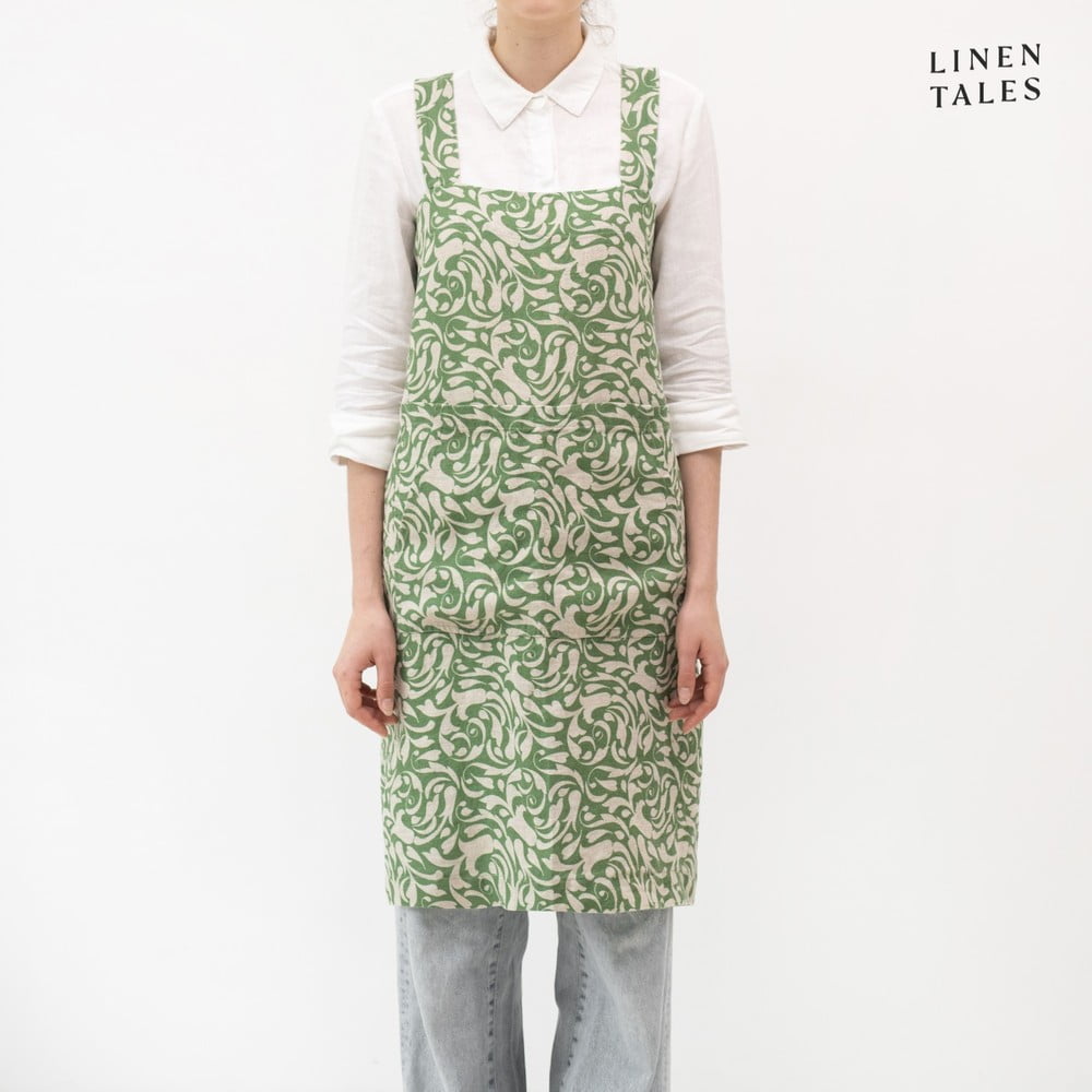 Len kötény Evergreen Damask – Linen Tales