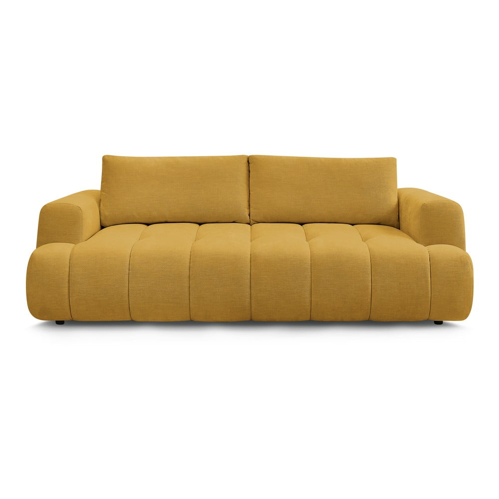 Mustársárga kinyitható-tárolóhelyes kanapé 251 cm Fuji – Bobochic Paris