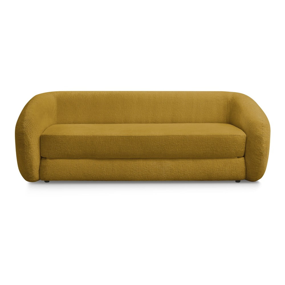 Mustársárga zsenília kinyitható kanapé 228 cm Neyo – Bobochic Paris