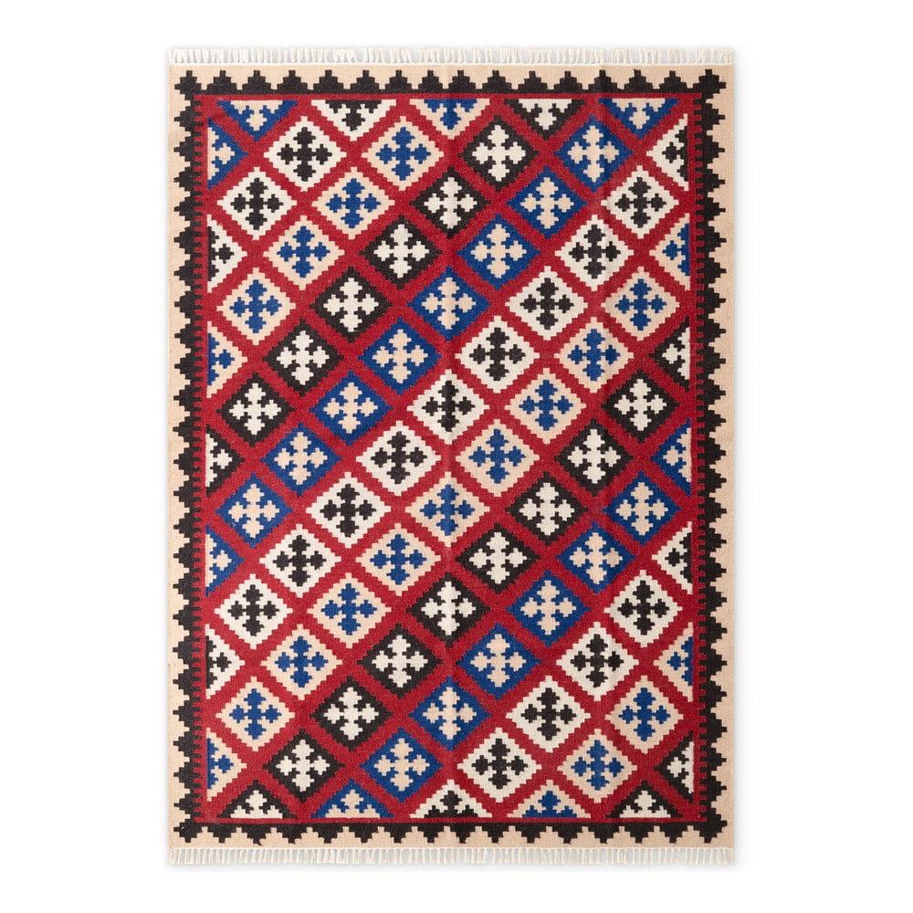 Piros kétoldalas kézi szövésű gyapjú szőnyeg 160x230 cm Kamal Rami – Nouristan