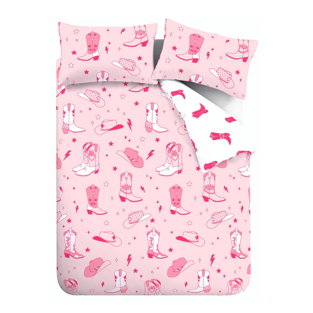 Rózsaszín egyszemélyes ágyneműhuzat 135x200 cm Cowgirl Boot – Sassy B