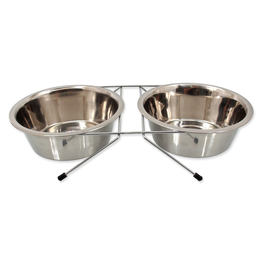 Rozsdamentes acél tálka szett állvánnyal kutyáknak ø 21 cm  Dog Fantasy – Plaček Pet Products