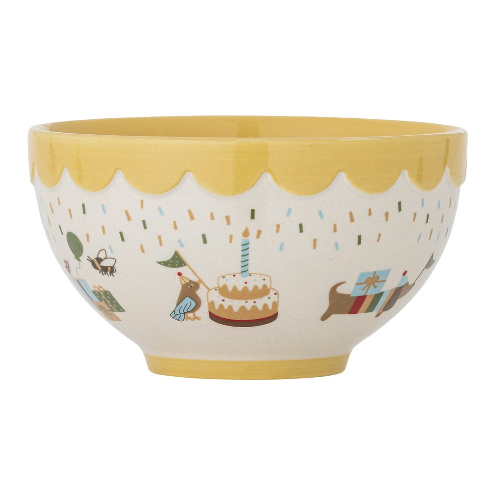 Sárga-krémszínű kőedény gyerek tálka ø 13