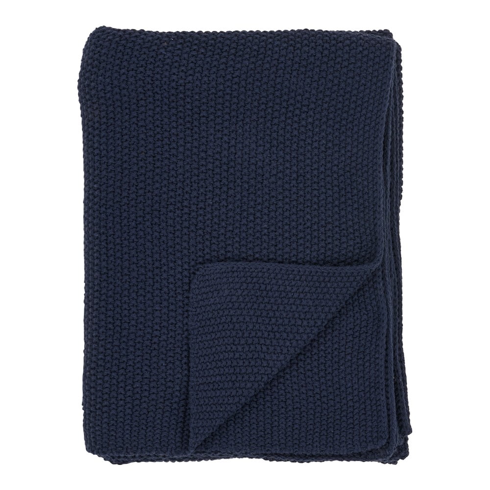 Sötétkék újrahasznosított pamut takaró 130x170 cm Santos – House Nordic