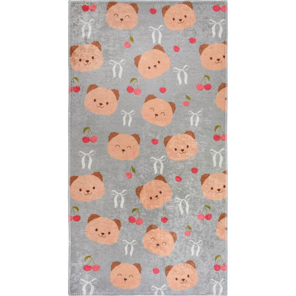 Szürke-barna mosható gyerek szőnyeg 80x150 cm Cute Teddies – Vitaus