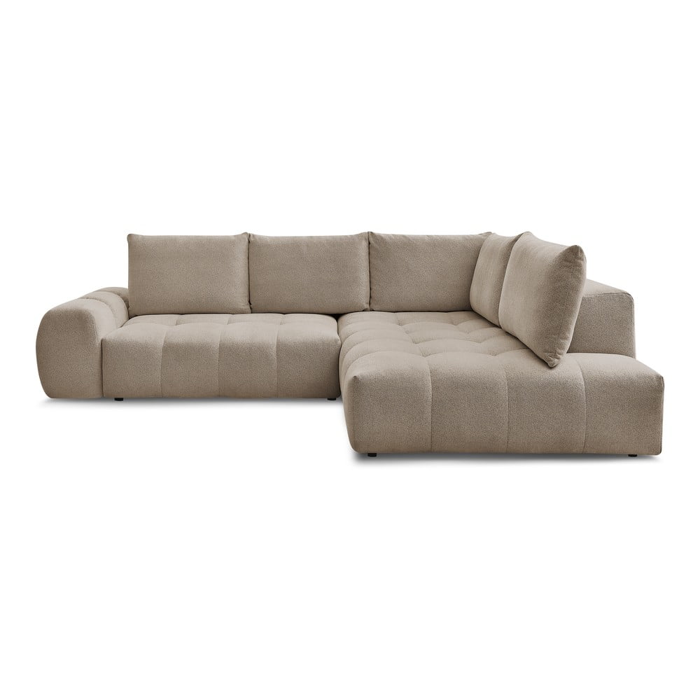 Szürkésbarna zsenília kinyitható-tárolóhelyes sarokkanapé (jobb oldali-L alakú) Everest – Bobochic Paris