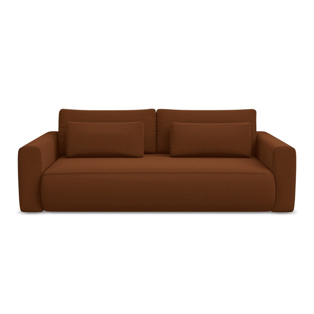 Terrakotta színű bársony kinyitható-tárolóhelyes kanapé 238 cm Kapua – Makamii