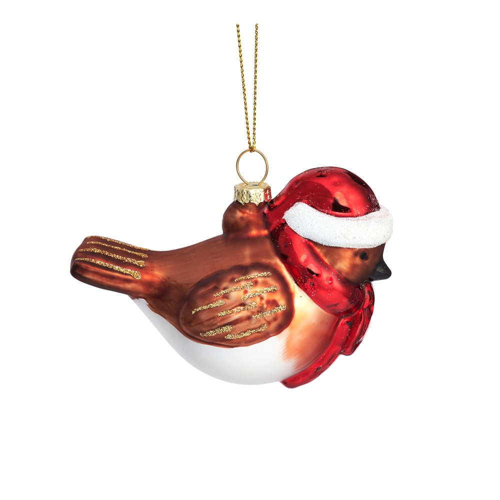 Üveg kézzel készített karácsonyfadísz 5 cm Robin – Sass & Belle