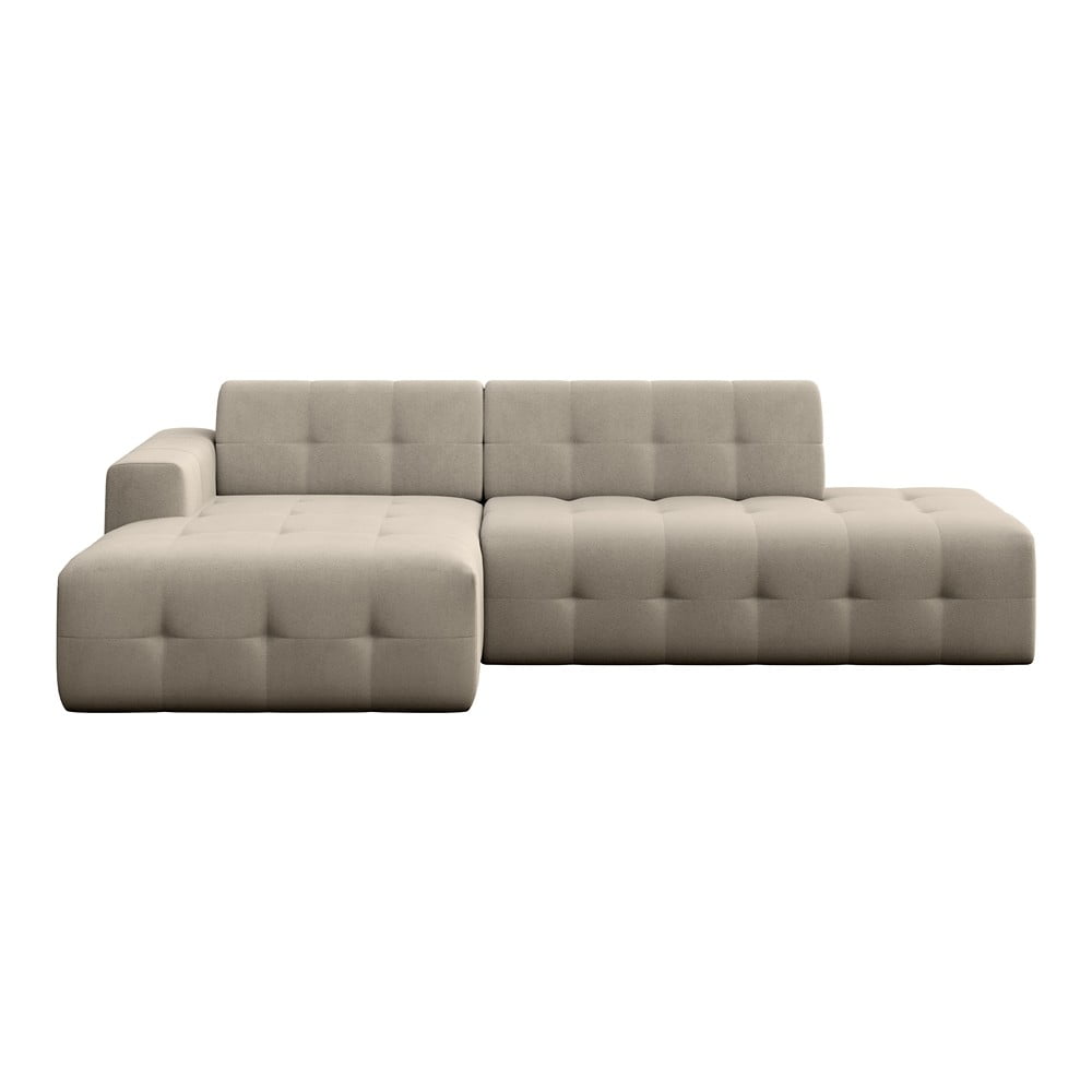 Világosbarna bársony sarokkanapé (bal oldali-heverő résszel) Tuil – Rodier