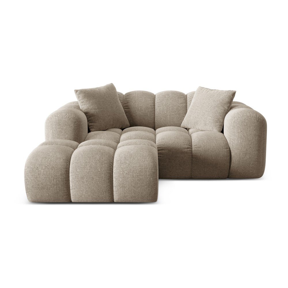 Világosbarna zsenília sarokkanapé (bal oldali-heverő résszel) Treno – Cosmopolitan Design