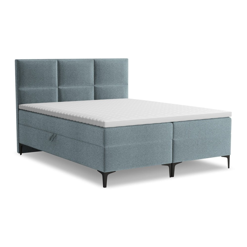 Világoskék ágyneműtartós boxspring ágy 160x200 cm Pakalana – Makamii