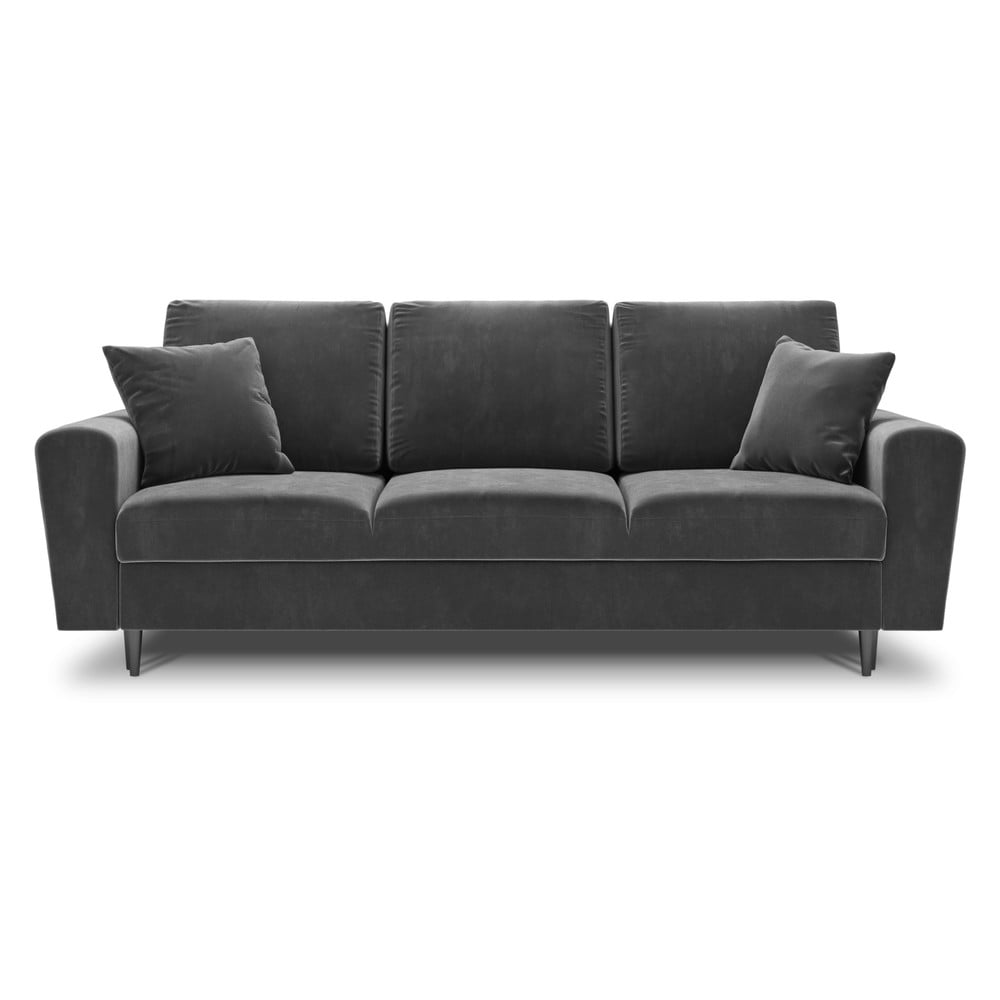 Világosszürke bársony kinyitható tárolóhelyes kanapé 235 cm Kyoto – Cosmopolitan Design