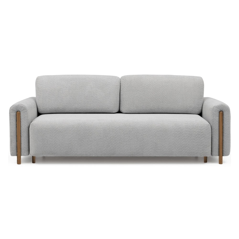 Világosszürke buklé kinyitható-tárolóhelyes kanapé 244 cm Arcadova – ELTAP