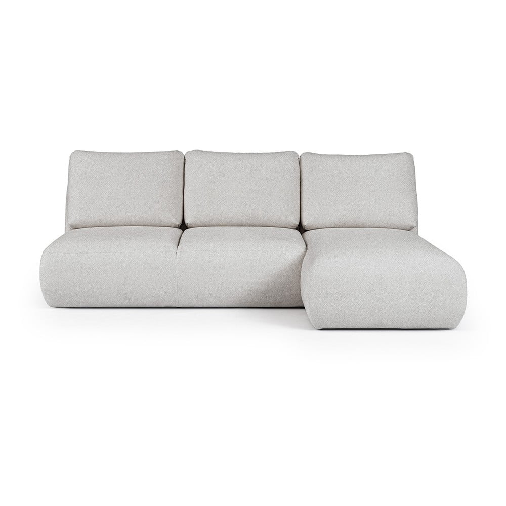 Világosszürke buklé sarokkanapé (jobb oldali-heverő résszel) Mirel – Rodier