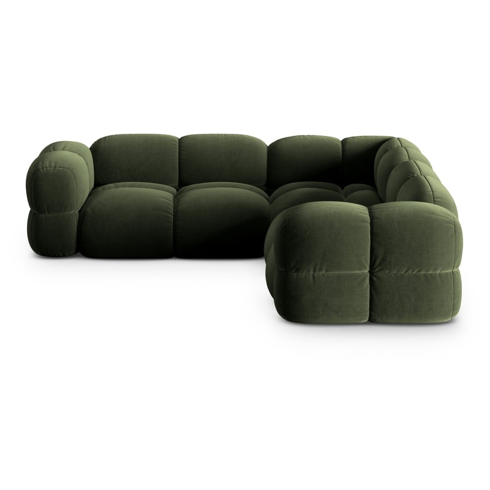 Zöld bársony sarokkanapé Loretto – Cosmopolitan Design