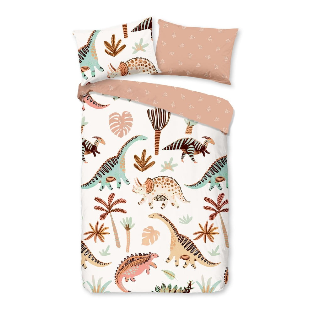 Barna-bézs pamut gyerek ágyneműhuzat babaágyhoz 100x135 cm Dino – Good Morning
