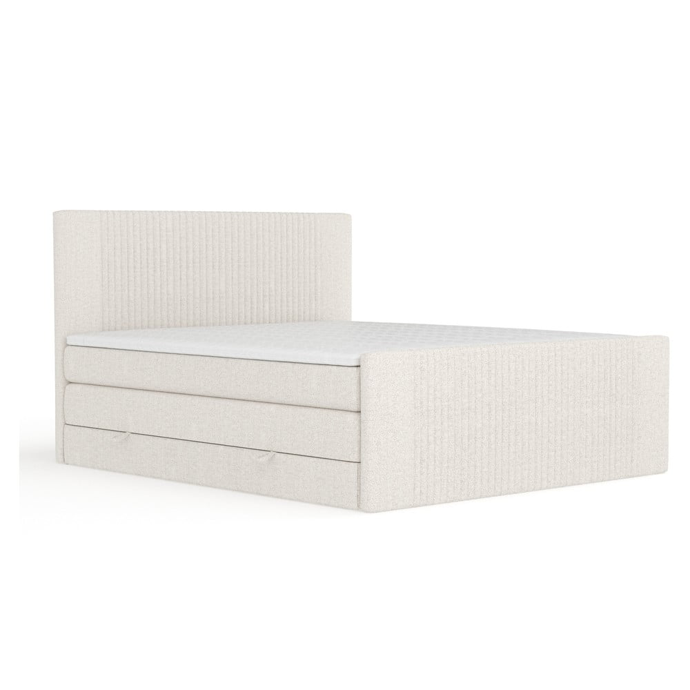 Bézs ágyneműtartós boxspring ágy 160x200 cm Bergamo – Maison de Rêve