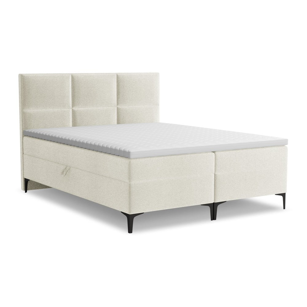Bézs ágyneműtartós boxspring ágy 160x200 cm Pakalana – Makamii