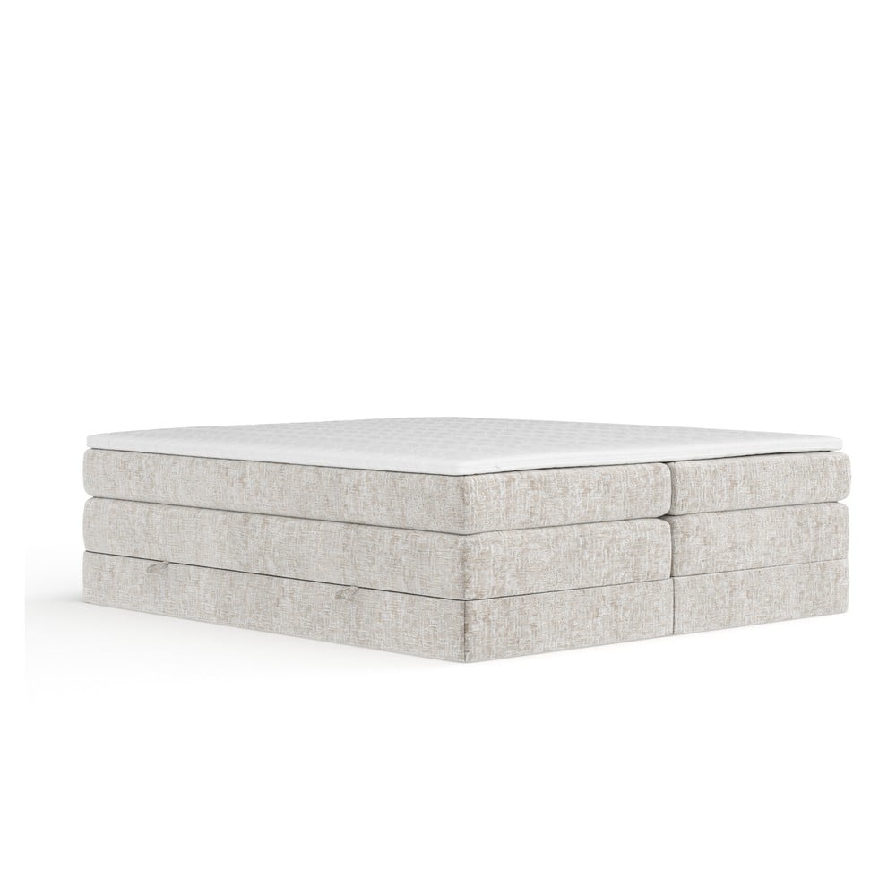 Bézs ágyneműtartós boxspring ágy ágytámla nélkül 200x200 cm Juniper – Maison de Rêve