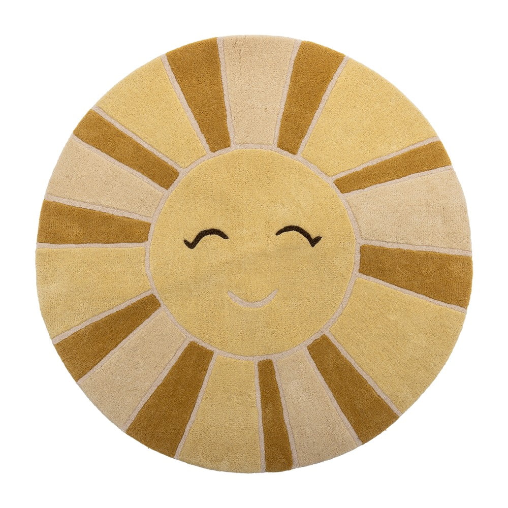 Bézs-borostyán színű gyapjú gyerek szőnyeg ø110 cm Sun – Bloomingville Mini