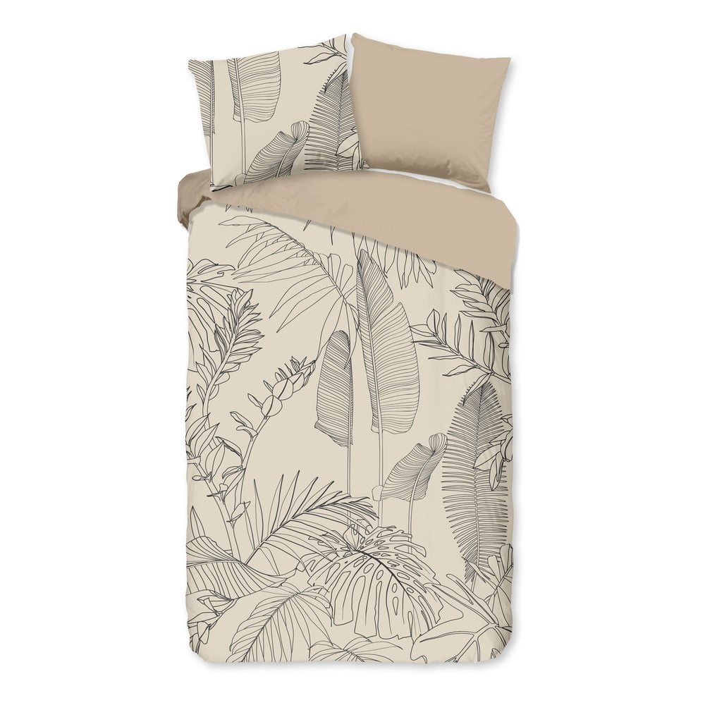 Bézs egyszemélyes-hosszabbított pamut ágyneműhuzat 140x220 cm Sym – Good Morning