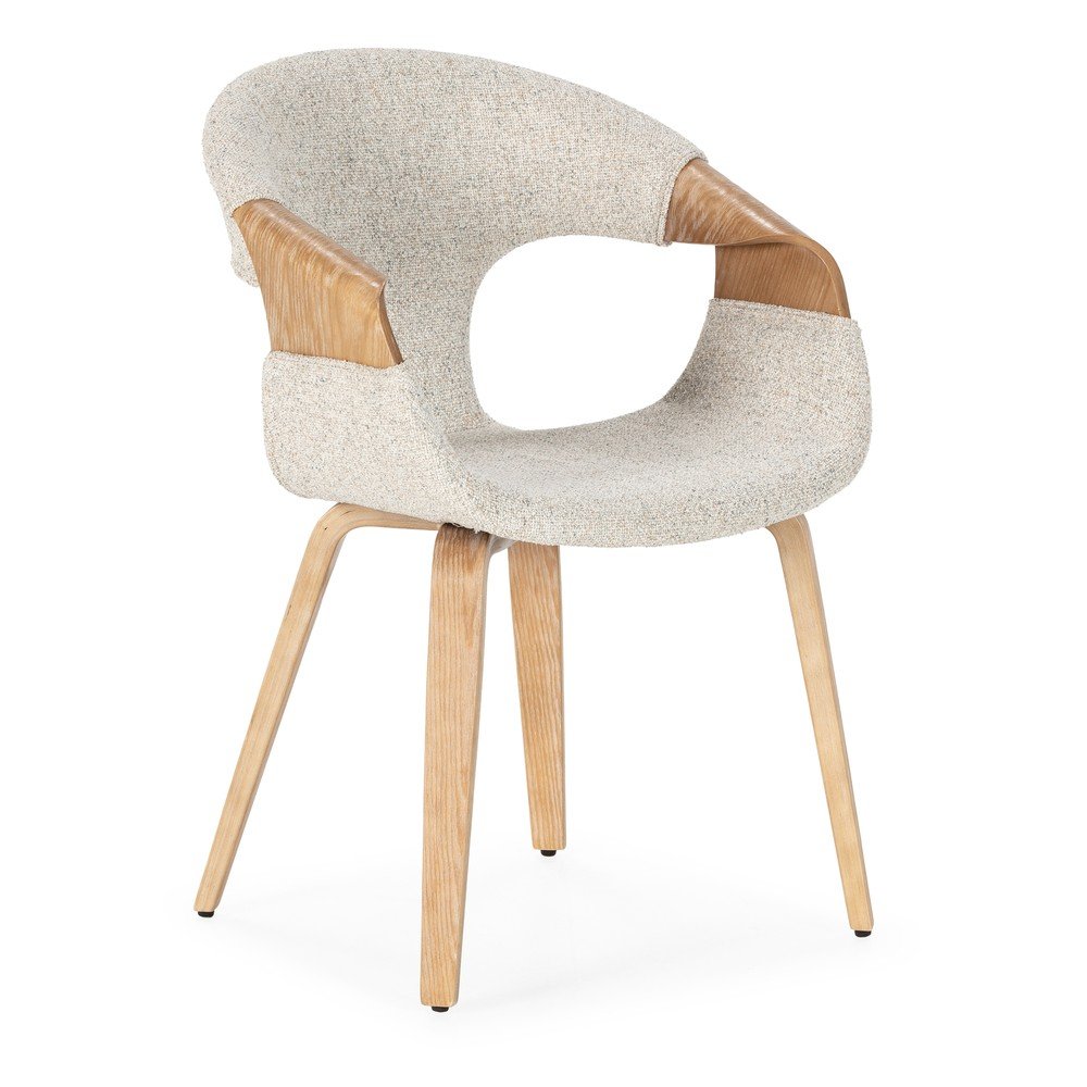 Bézs kárpitozott karfás étkezőfotel szett 2 db-os Elif – MOME