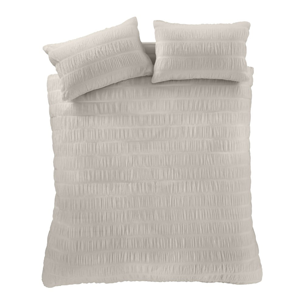 Bézs kétszemélyes-hosszabbított krepp ágyneműhuzat 230x220 cm Seersucker – Catherine Lansfield